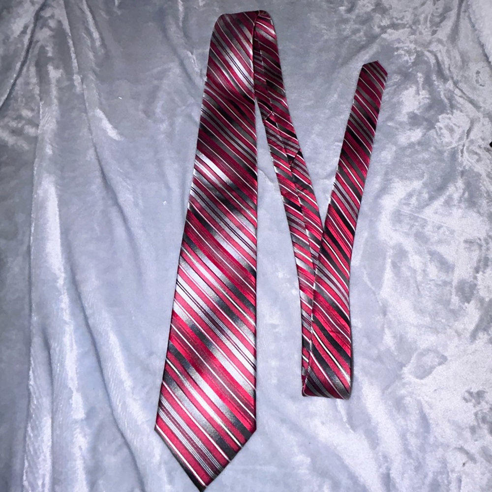 $10 sale Pierre Cardin stripped red black grey silk Men's tie